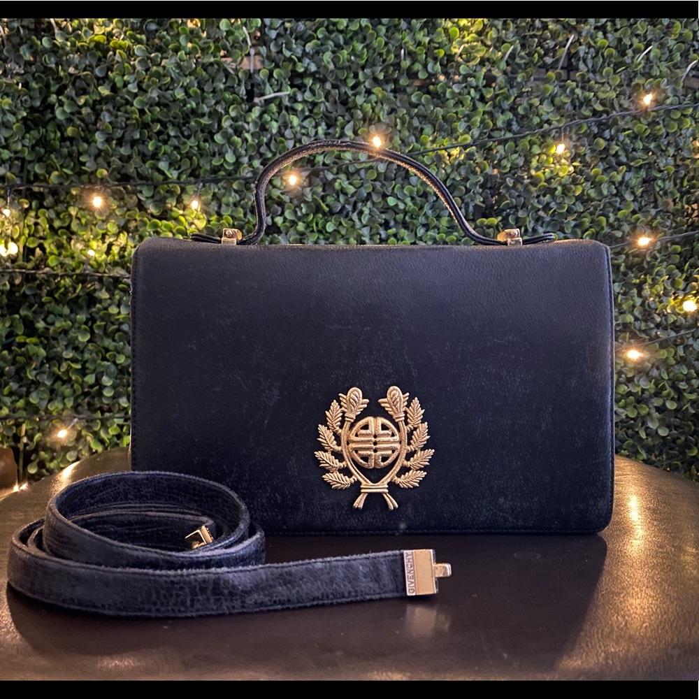 GIVENCHY Vintage Black Textured Leather Bag
